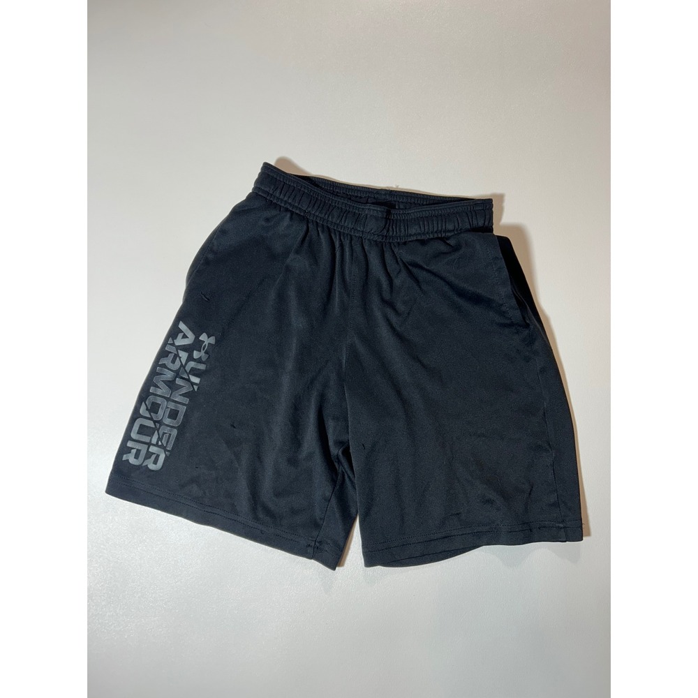 Under Armour Athletic Shorts Boys YSM Black Good Logo Graphic Pockets